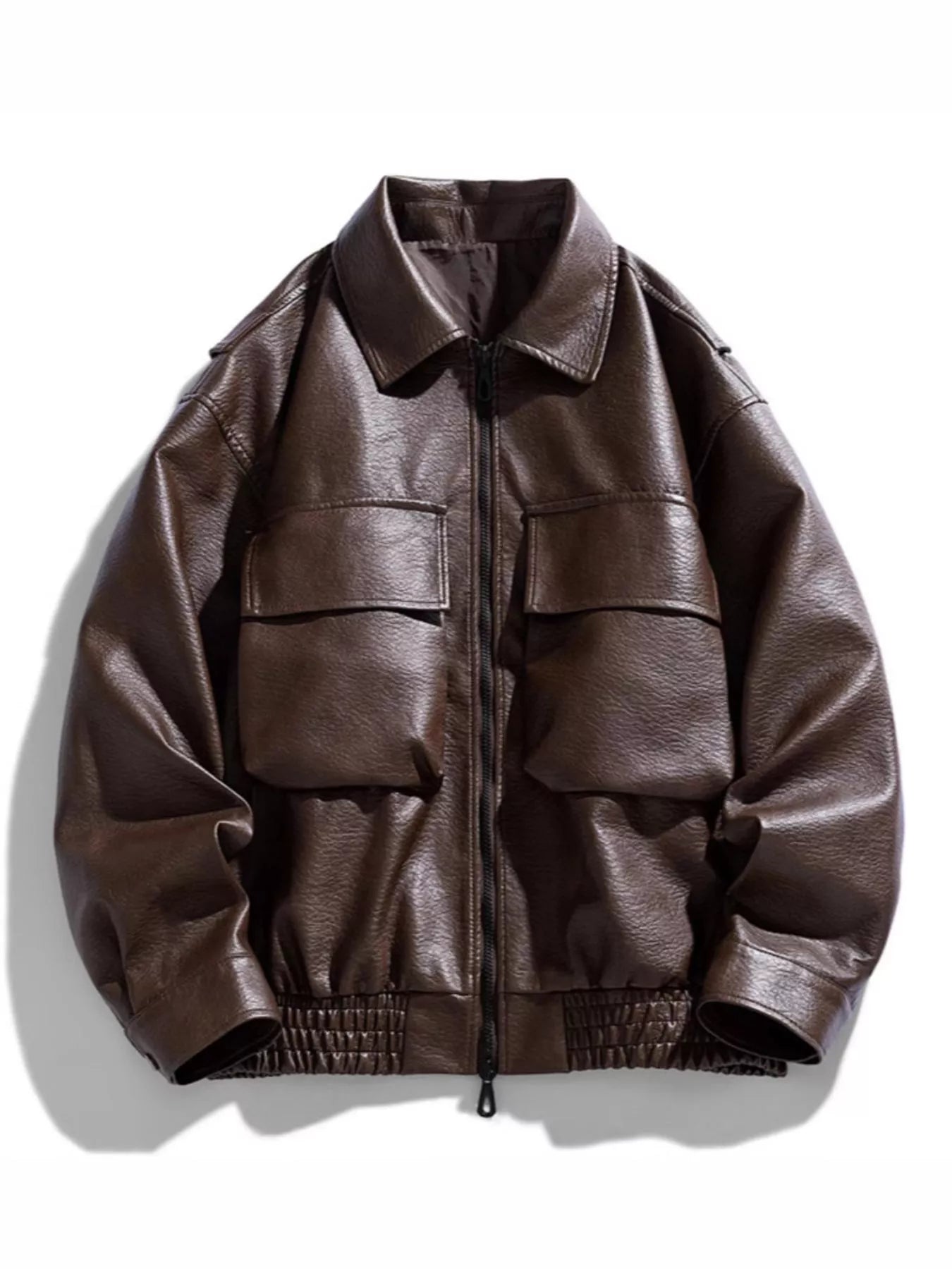 Big Size Synthetic Leather Pilot Jacket