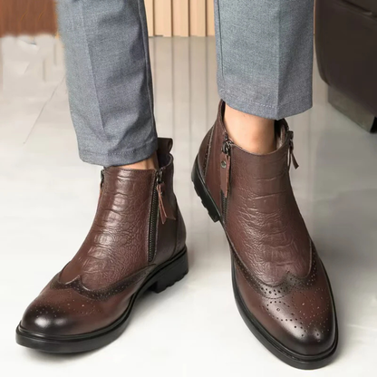 The Westminster Men’s Plush Lined Zip Up Leather Winter Ankle Boots