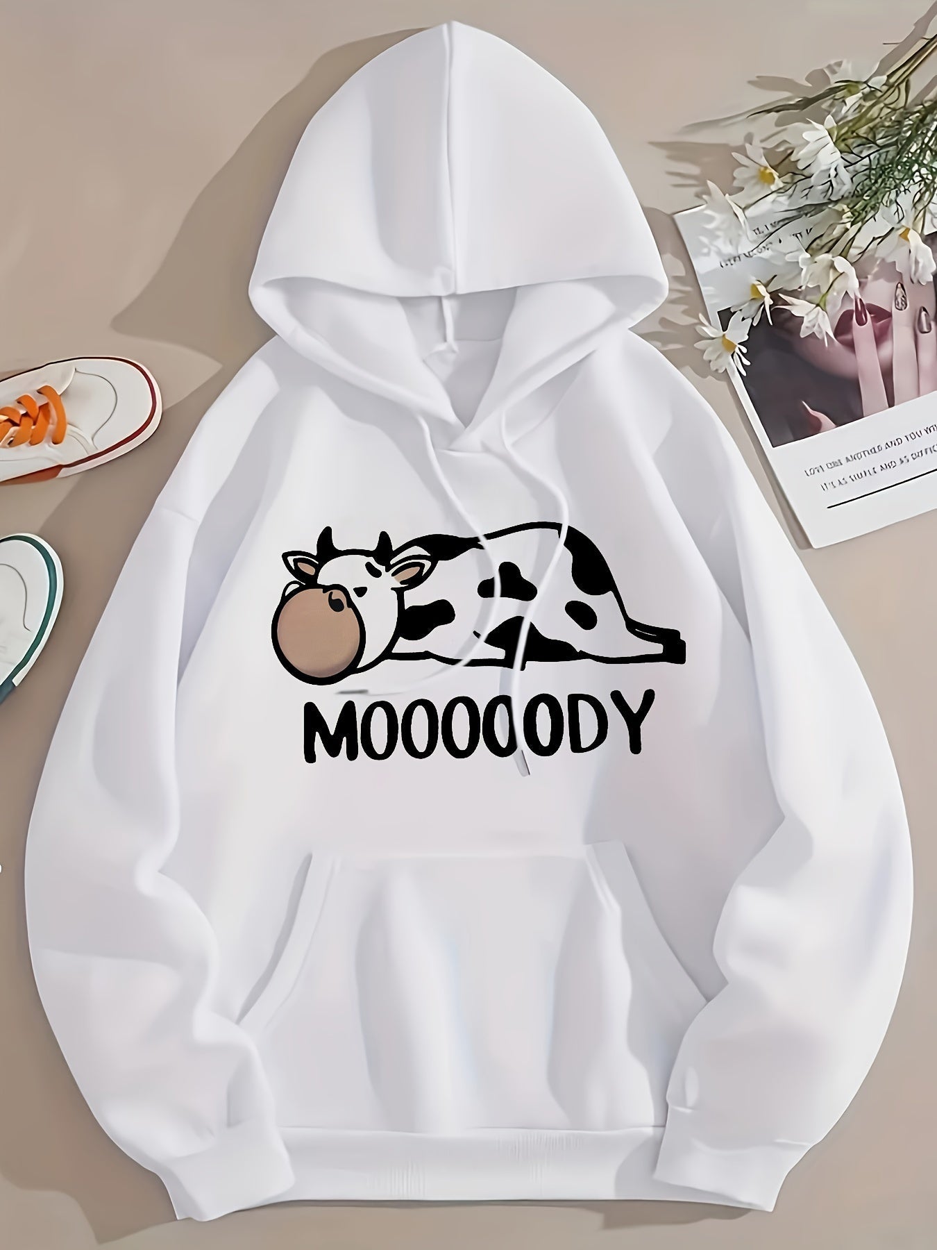 Cozy Winter Hoodie with Animal Print Pocket - BritishElegance