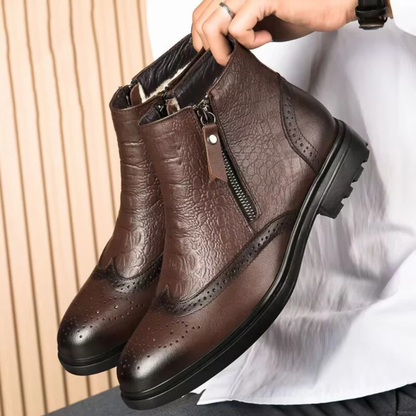 The Westminster Men’s Plush Lined Zip Up Leather Winter Ankle Boots