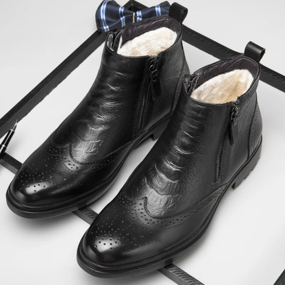The Westminster Men’s Plush Lined Zip Up Leather Winter Ankle Boots