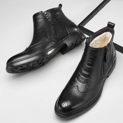 The Westminster Men’s Plush Lined Zip Up Leather Winter Ankle Boots