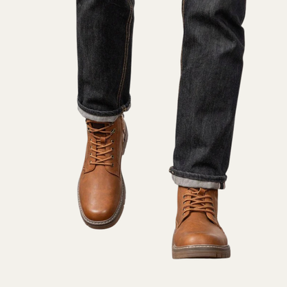 Men’s Military Style Lace Up Combat Boots with Lug Sole