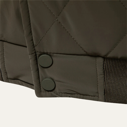 Men’s Quilted Bomber Jacket with Snap Front Closure