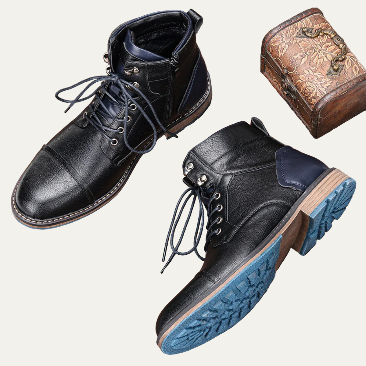 Men’s Textured Leather Combat Boots