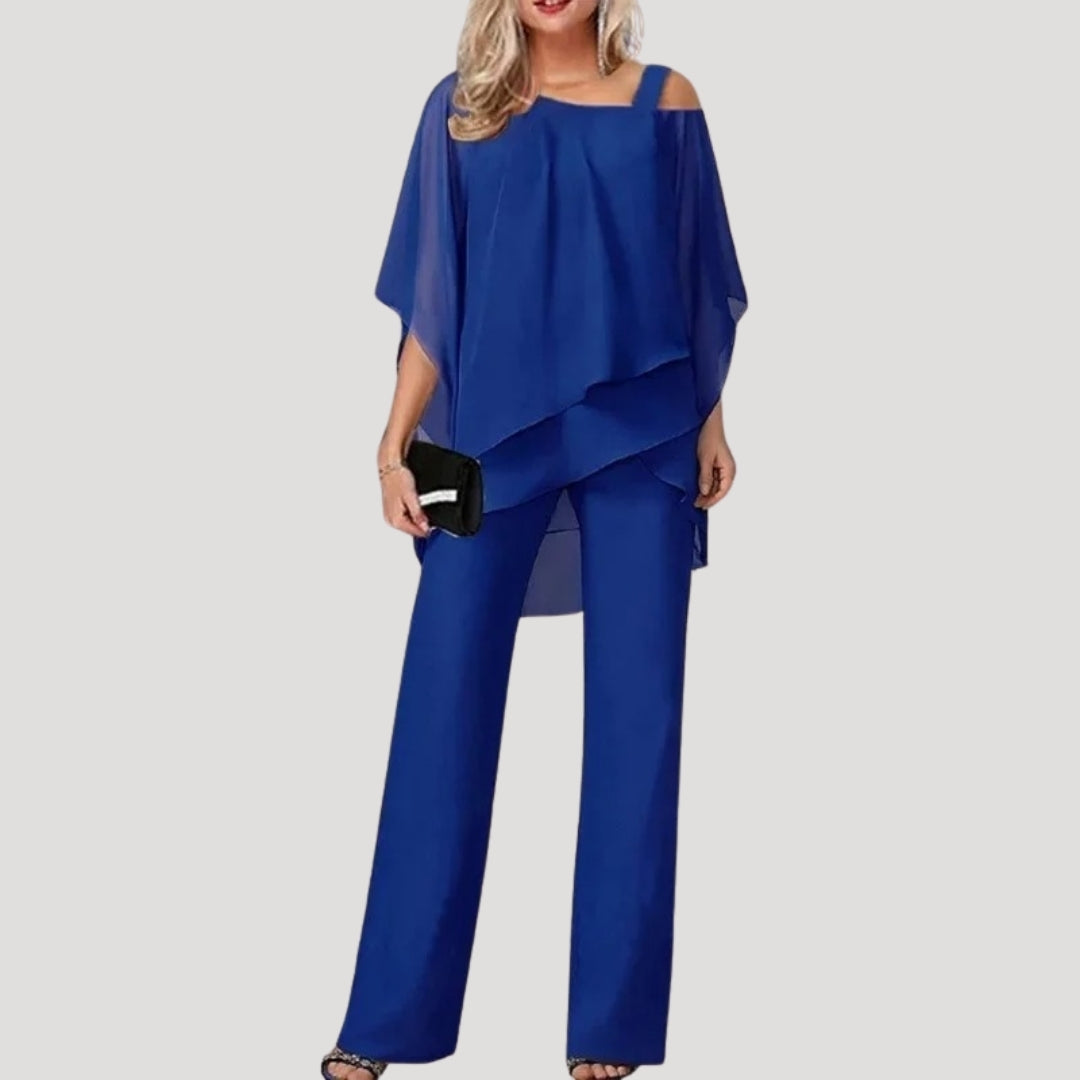 Elegant Two Piece Chiffon Wedding Guest Suit - BritishElegance
