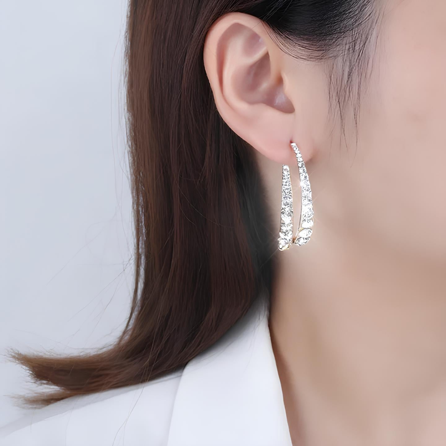 Stylish Silver Cross Drop Earrings