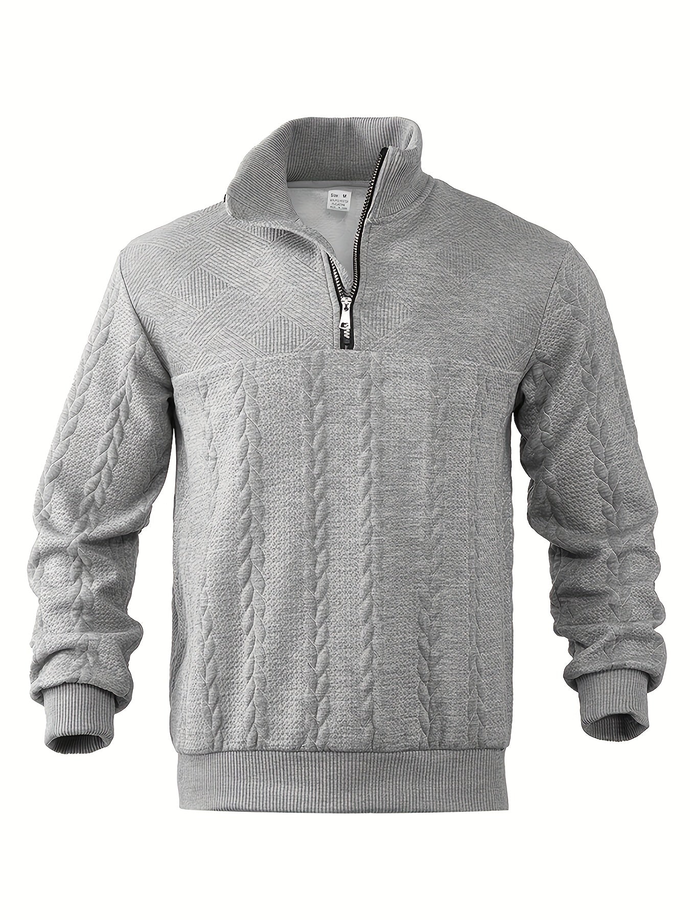 Warm Crew Neck Men's Winter Sweater with Zipper