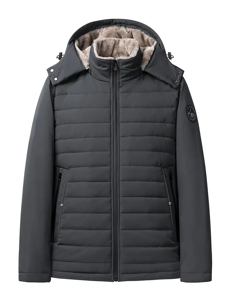 Men's Eli Warm Padded Fleece Jacket with Hood – Stylish Winter Wear