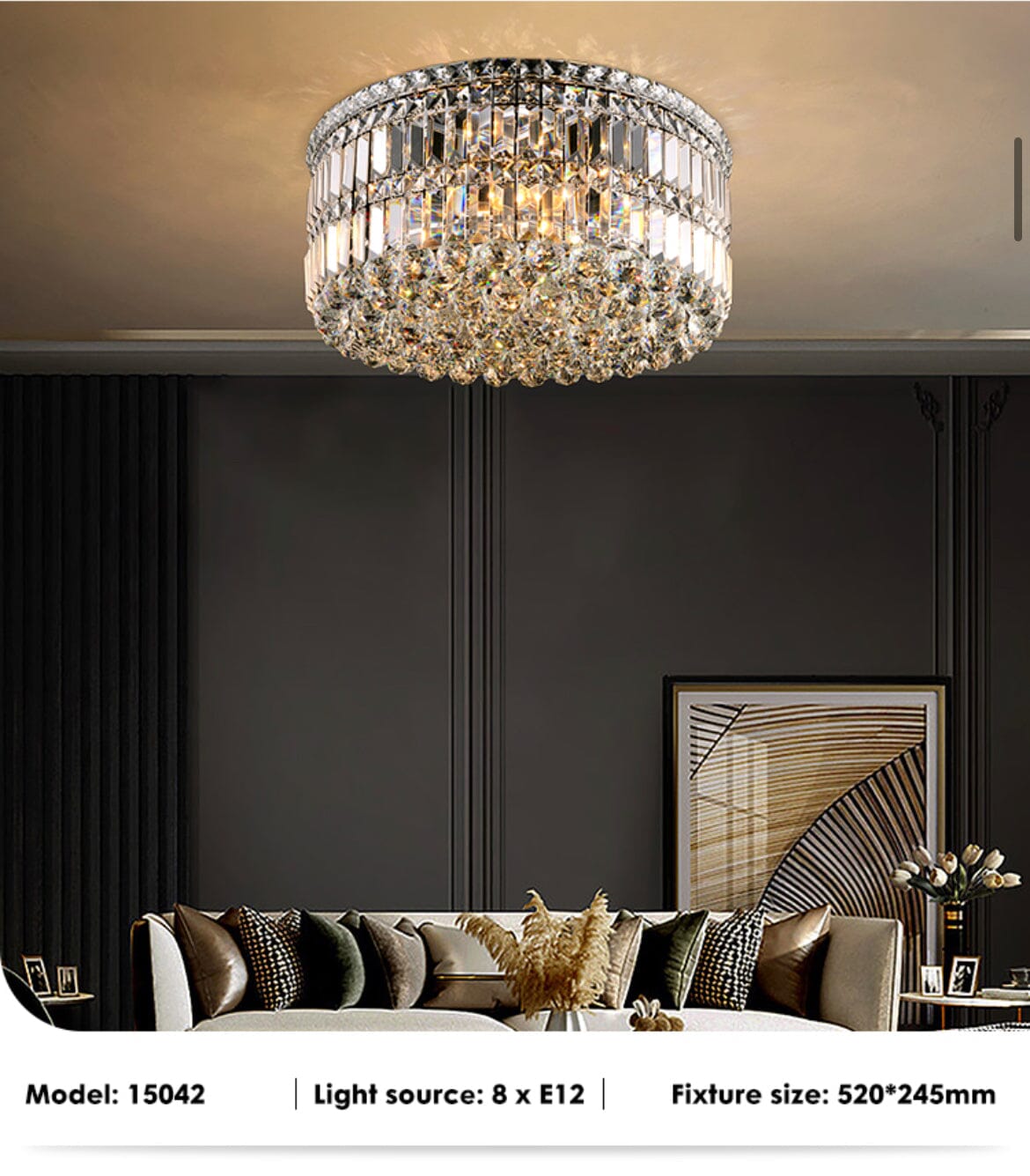 Green Crystal Ceiling Chandelier