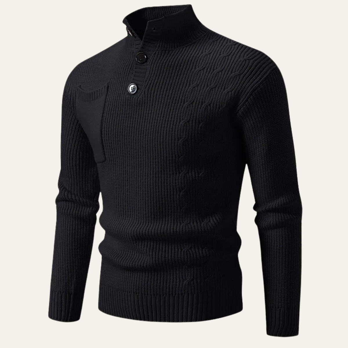 The Bloomsbury Men’s Button Neck Knitted Jumper with Pocket