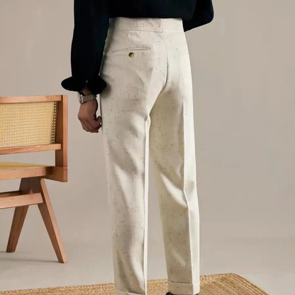 The Viareggio Men's Apricot Adjustable Buckle Smart Casual Trousers