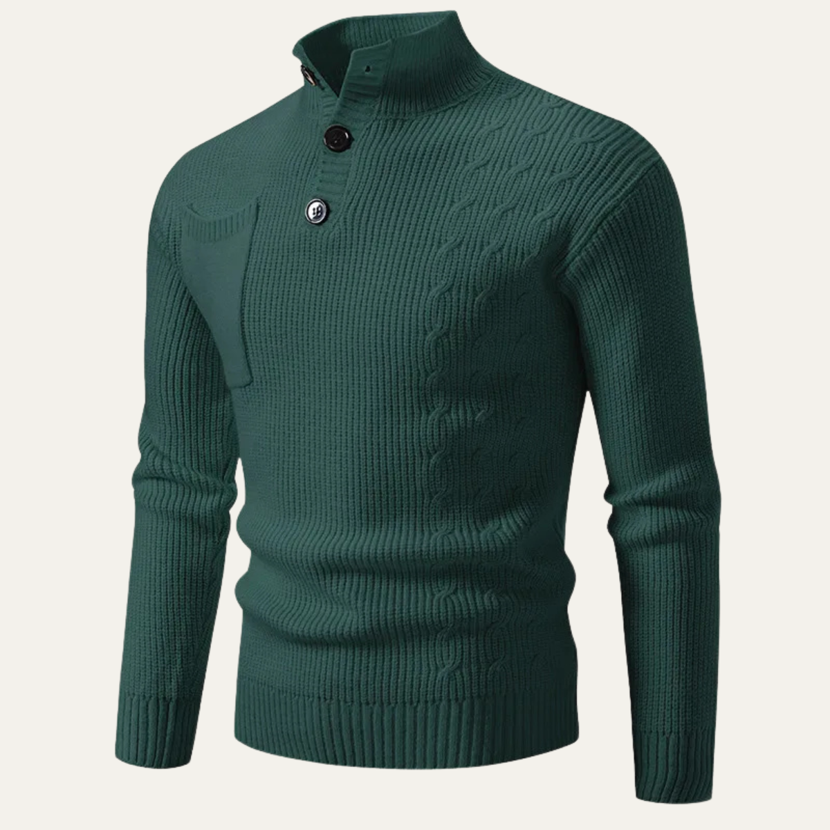 The Bloomsbury Men’s Button Neck Knitted Jumper with Pocket