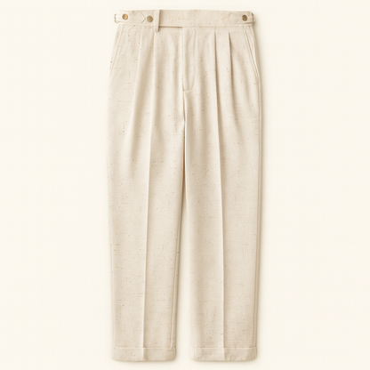 The Viareggio Men's Apricot Adjustable Buckle Smart Casual Trousers