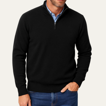 Men’s Stand Collar Quarter Zip Knit Sweater