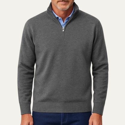 Men’s Stand Collar Quarter Zip Knit Sweater