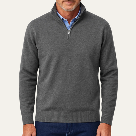 Men’s Stand Collar Quarter Zip Knit Sweater