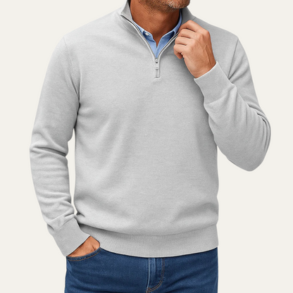 Men’s Stand Collar Quarter Zip Knit Sweater