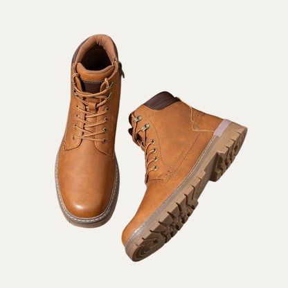 Men’s Military Style Lace Up Combat Boots with Lug Sole