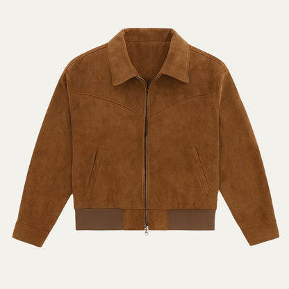 Men’s Suede Look Full Zip Trucker Shirt Jacket