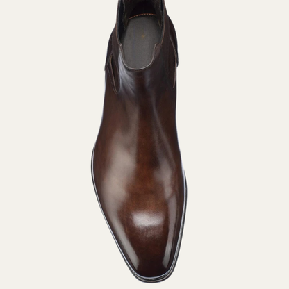 The Manduria Men’s Elegamt Polished Classic Leather Ankle Dress Boots