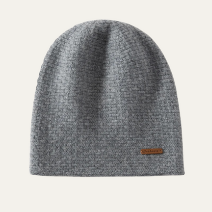 Men’s Minimalist Knit Beanie with Patch Detail