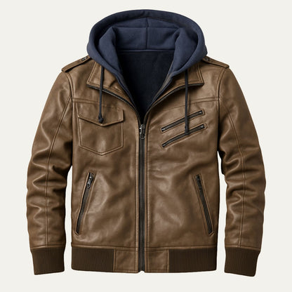 Men’s Hybrid Faux Leather Moto Bomber Jacket