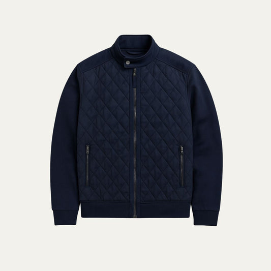 The Oxford Navy Blue Quilted Jacket – Men’s Diamond Quilted Coat