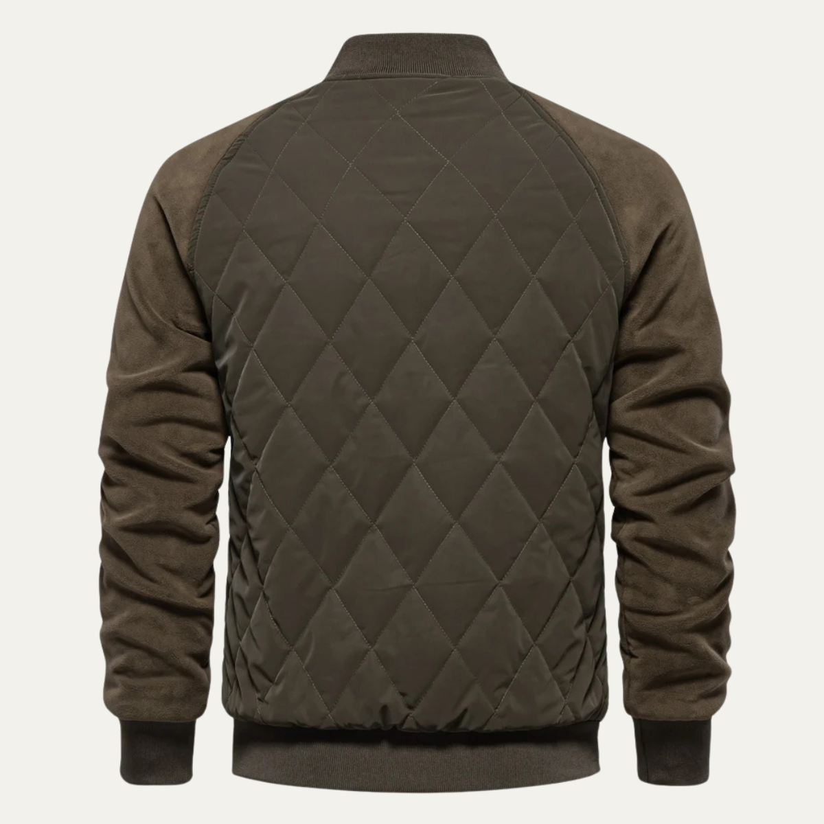 Men’s Quilted Bomber Jacket with Snap Front Closure