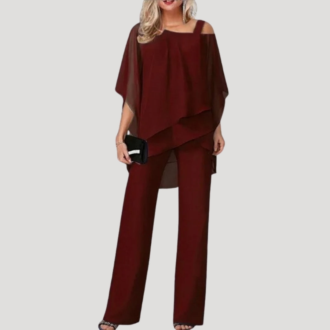 Elegant Two Piece Chiffon Wedding Guest Suit