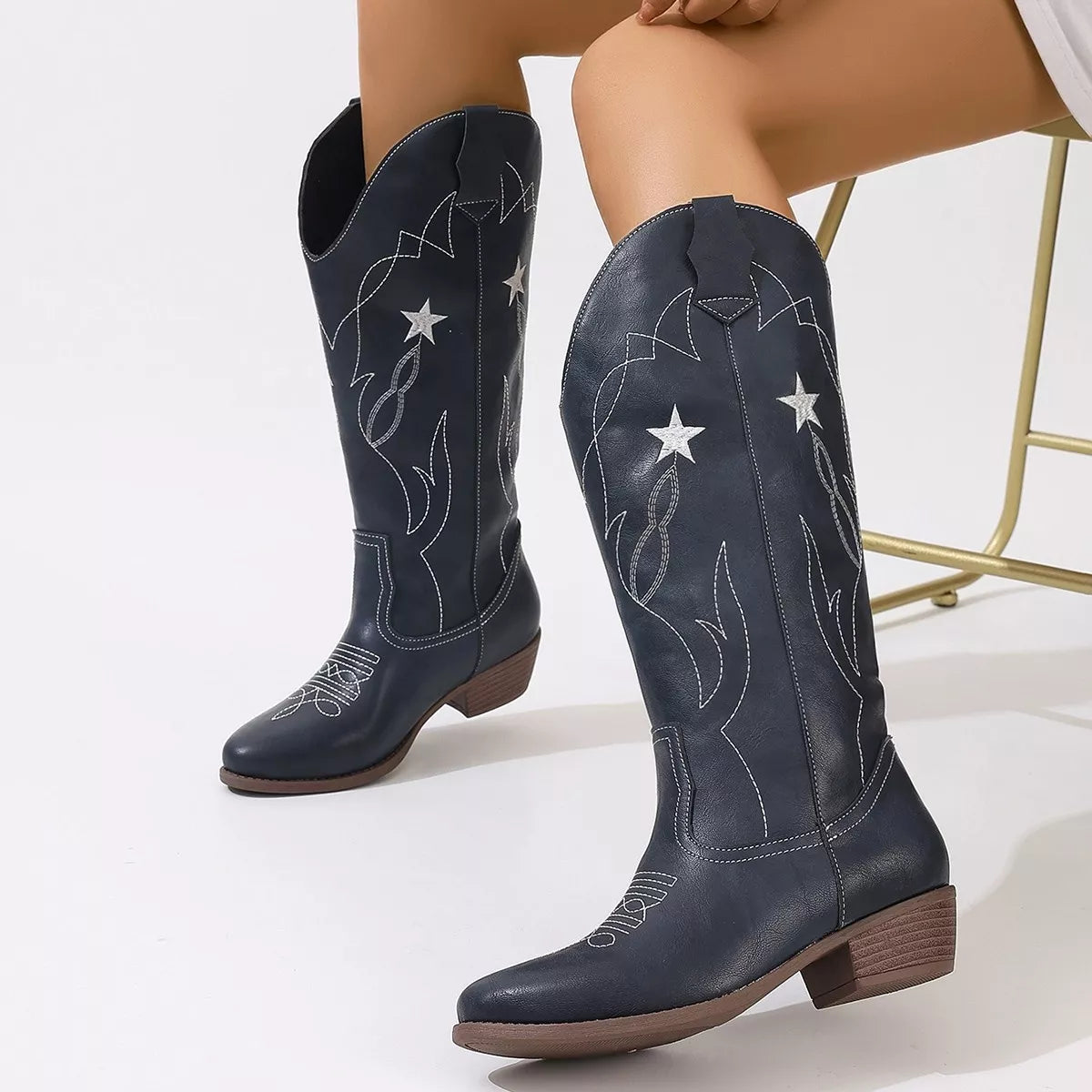 Rugged Country Embroidered Riding Boots