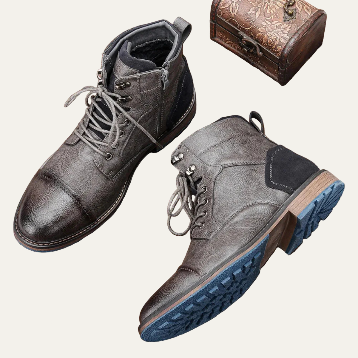 Men’s Textured Leather Combat Boots