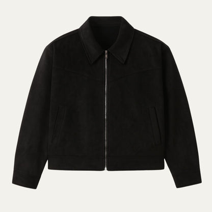 Men’s Suede Look Full Zip Trucker Shirt Jacket