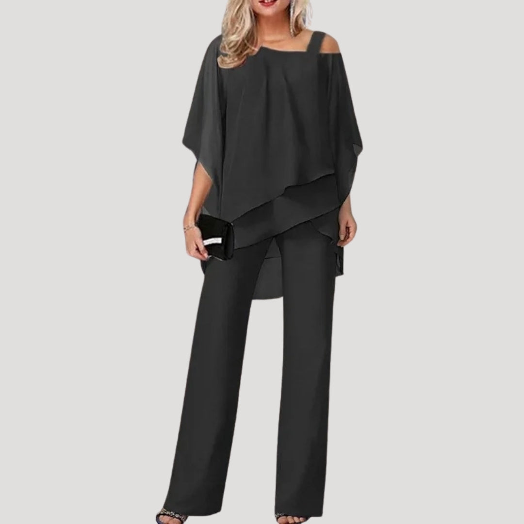 Elegant Two Piece Chiffon Wedding Guest Suit