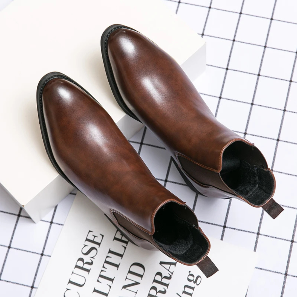 The Manduria Men’s Elegamt Polished Classic Leather Ankle Dress Boots