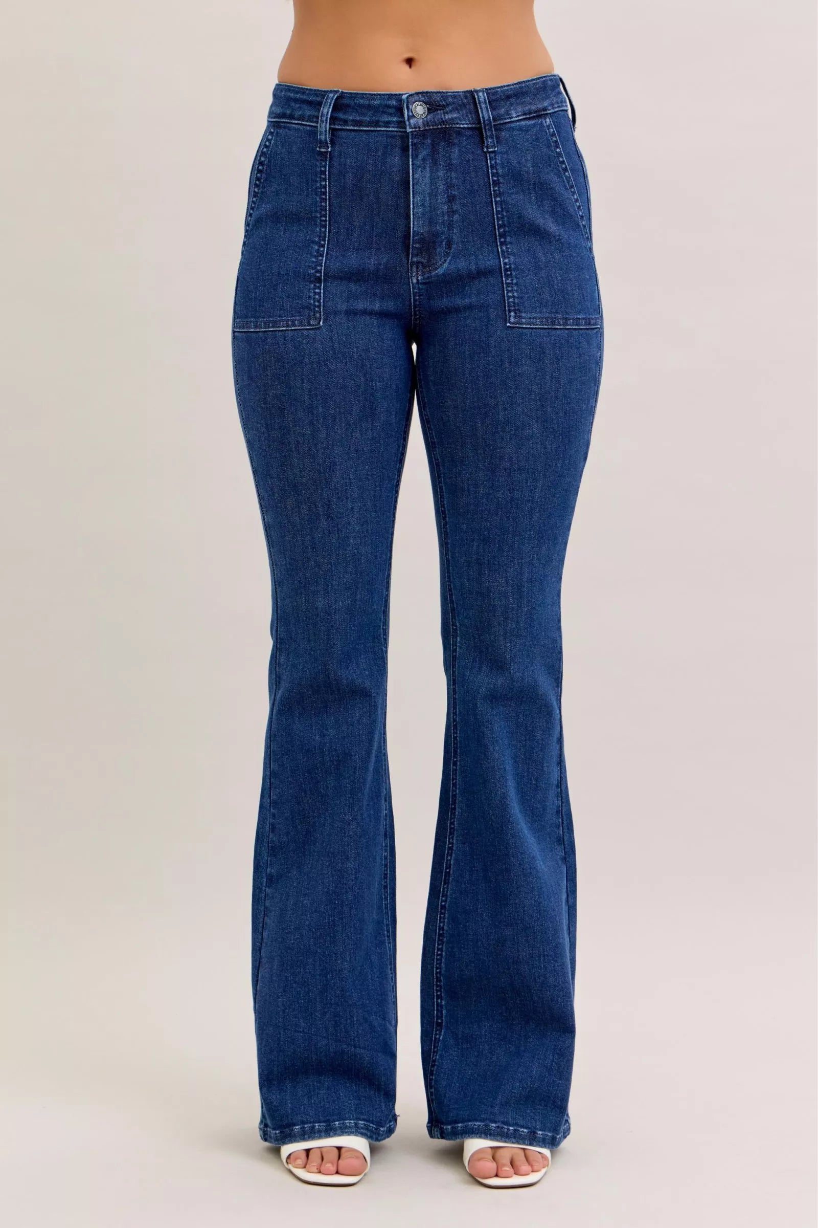 Classic High Waist Wide Leg Jeans with Pocket Details - BritishElegance