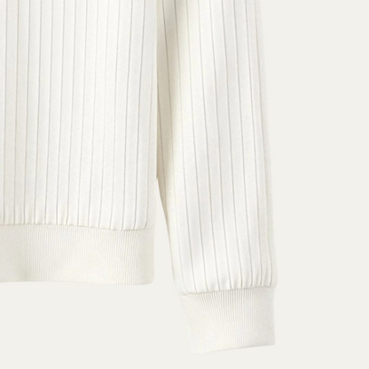 The Cookham Men's White Ribbed Crew Neck Jumper