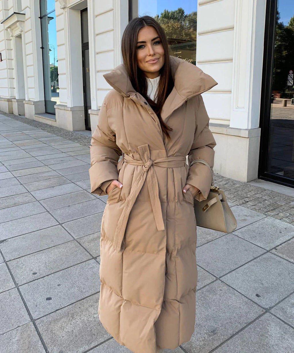Womens Long Elegant Belted Coat – Sophisticated Outerwear for Women
