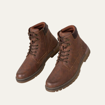 Men’s Military Style Lace Up Combat Boots with Lug Sole