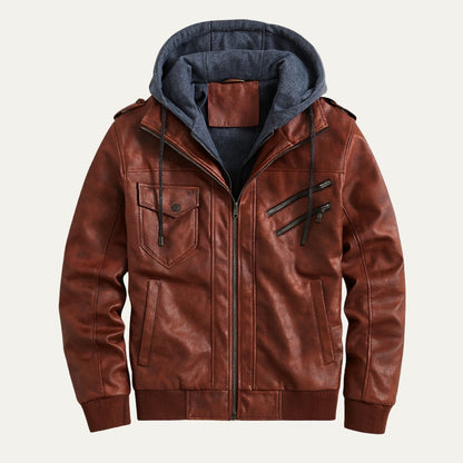 Men’s Hybrid Faux Leather Moto Bomber Jacket