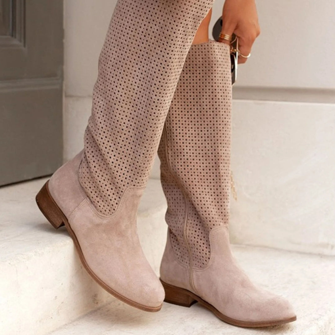 Ladies Low Heel Suede Boots