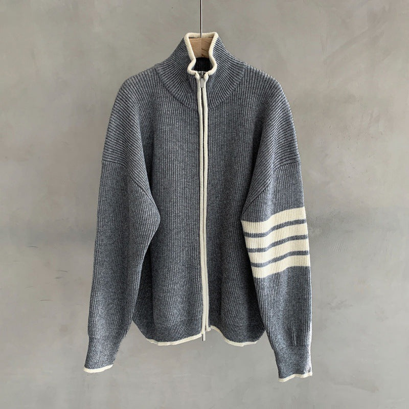Classic Men's Striped Zip Sweater