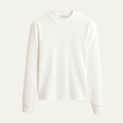The Cookham Men's White Ribbed Crew Neck Jumper