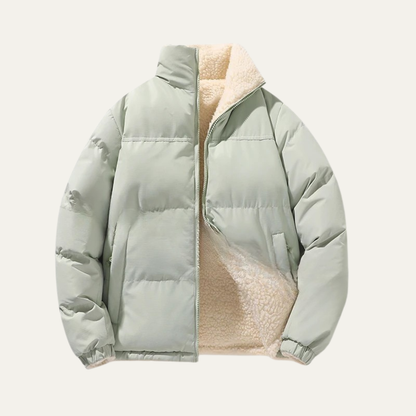 The Porto Ercole Men's Reversible Sherpa Zip Up Fleece Parka Jacket