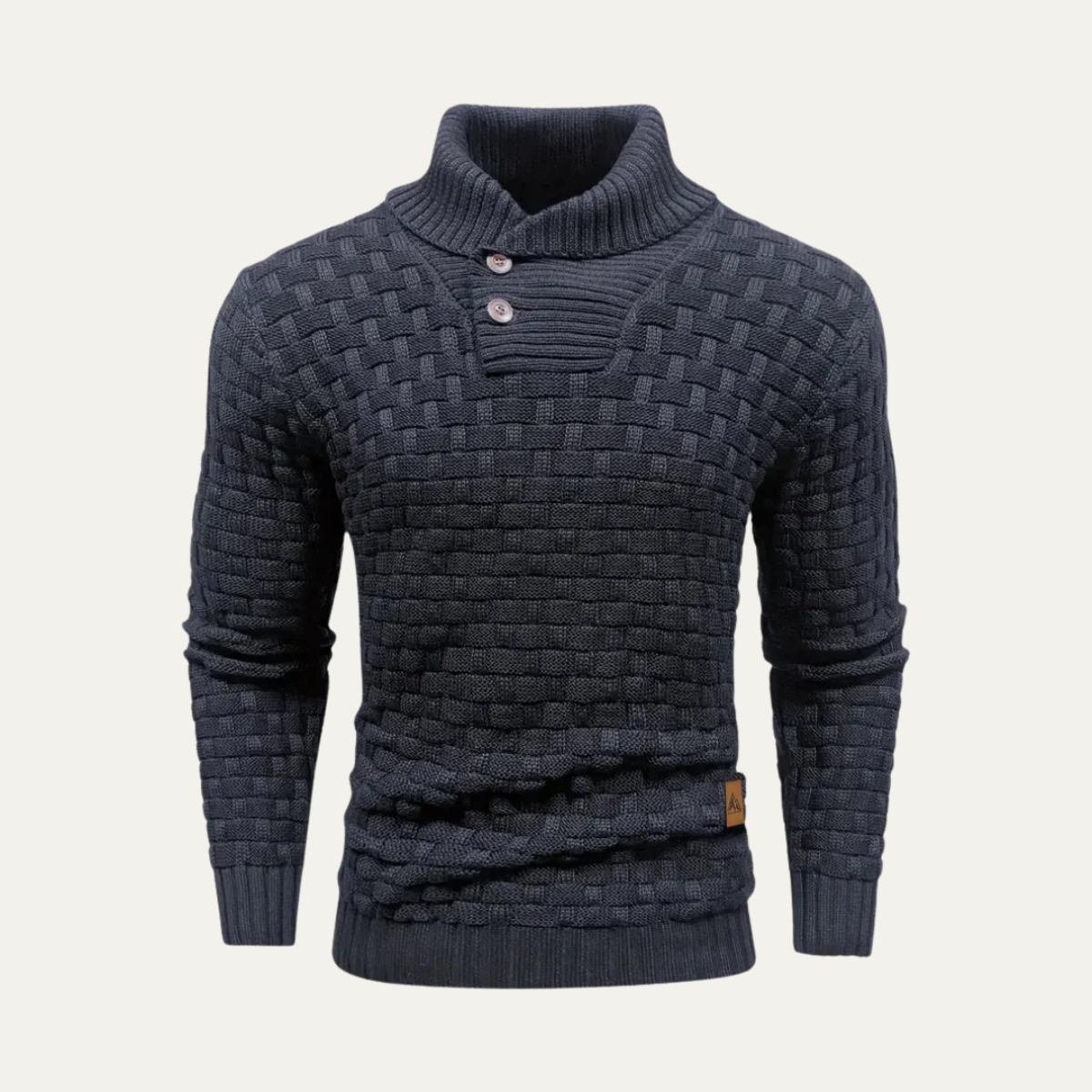 Men’s Textured Basketweave Shawl Collar Knit Sweater