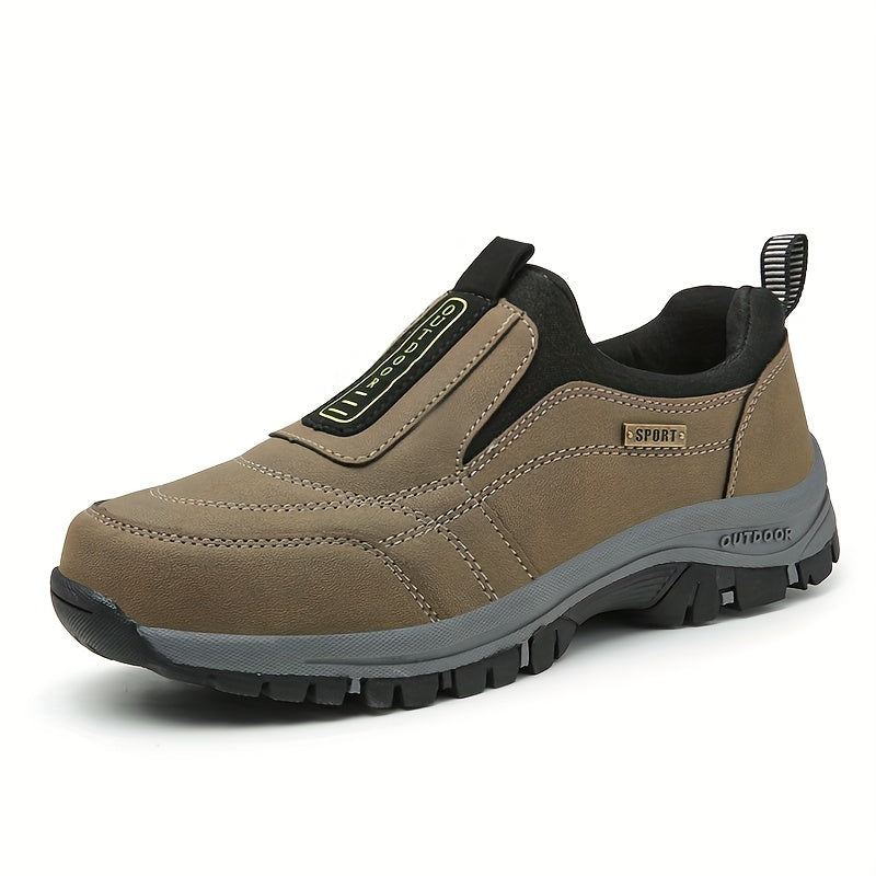Men’s Slip-On Hiking Shoes – Lightweight Outdoor Walking Shoes with Cushioned Sole