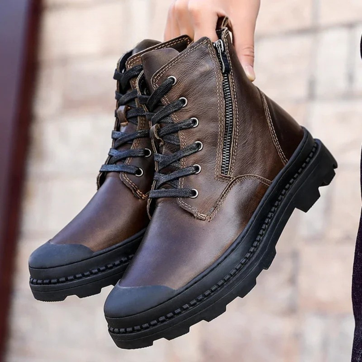 The Windsor Men’s Zip Lace Up Leather High Top Work Boots