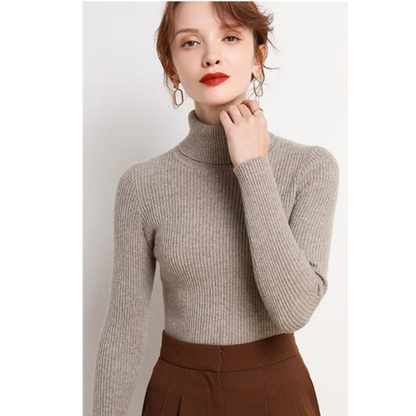 Women's Fitted Crew Neck Knit Sweater