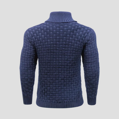 Men’s Textured Basketweave Shawl Collar Knit Sweater