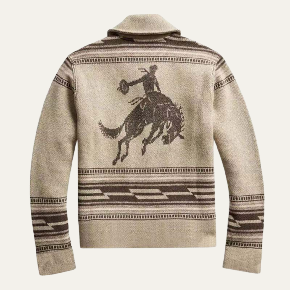 Men’s Shawl Collar Tribal Knit Button Jacket